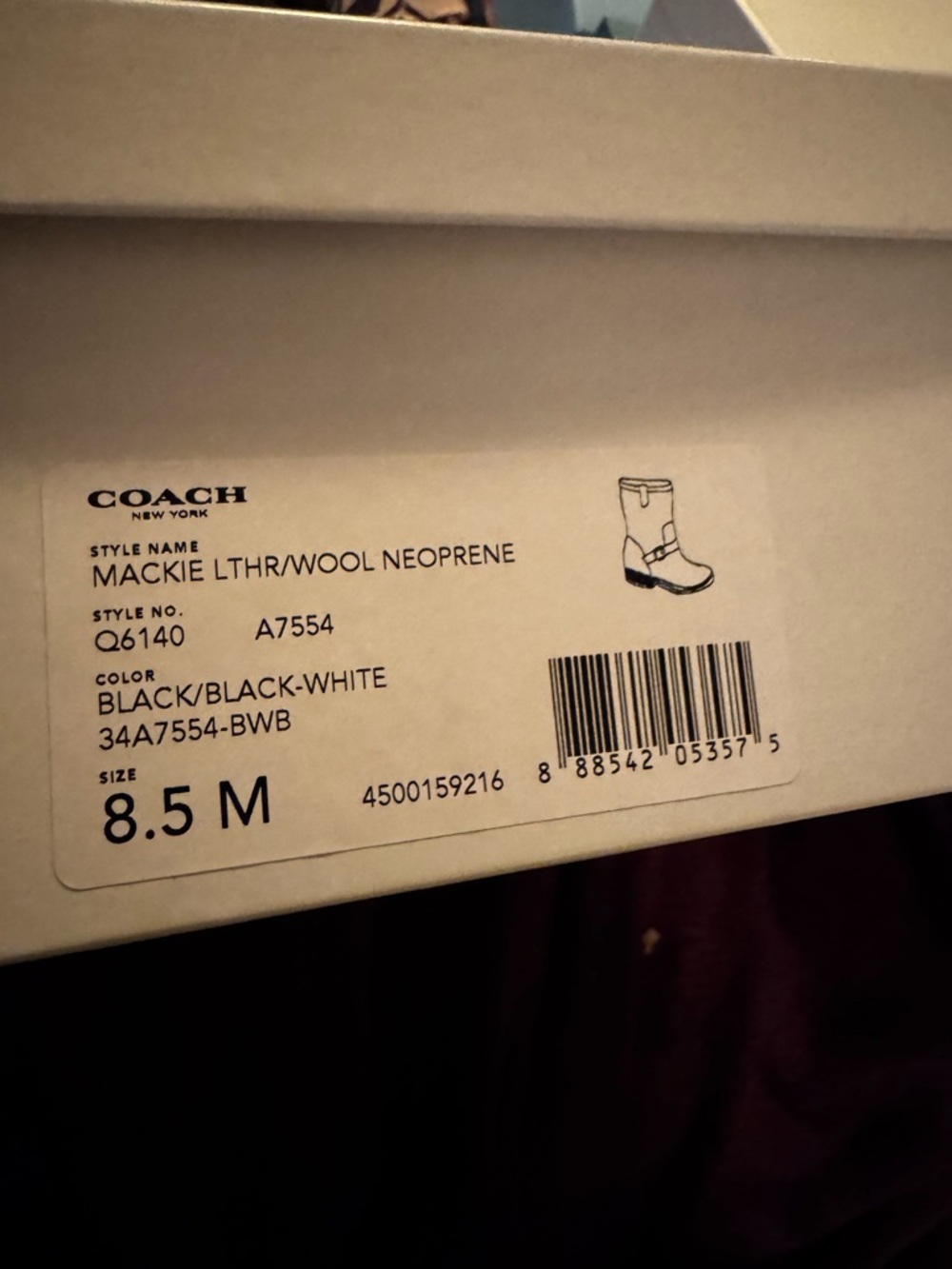 Coach Black/Black-White Mackie Leather & Wool Boots - Picture 5 of 5